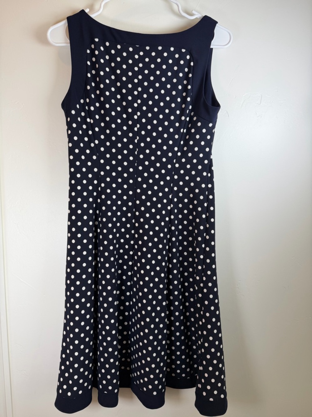 Lauren Ralph Lauren Navy Polka Dot Fit & Flare Dress Size 6 - Picture 2 of 7